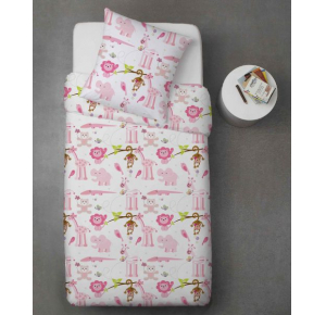 Obrázok pre Detské bavlnené obliečky - zoo ružová