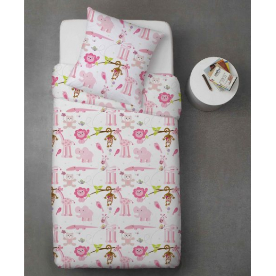 Obrázok pre Detské bavlnené obliečky - zoo ružová